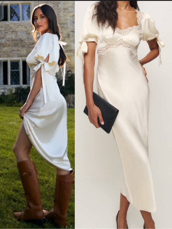Reformation Dresses & Skirts - Reformation X Kacey Musgraves Stella Silk Sweetheart Neck Lace Bow Tie Dress 0